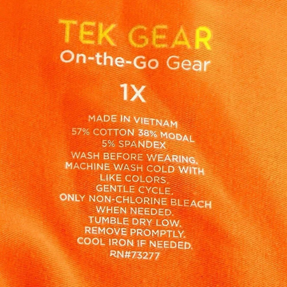 NWT TEK GEAR Women Short Sleeve Crew Neck On the Go Gear Orange Shirt Plus Sz 1X - Picture 12 of 12